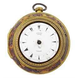 19th century gilt metal, triple cased verge fusee pocket watch, for the Turkish market by ...