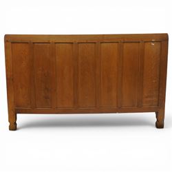Mouseman - adzed oak dresser, rectangular top with galleried back, fitted with six drawers and two cupboards, blackened metal latches and circular hinges, with carved mouse signature, by the workshop of Robert Thompson of Kilburn