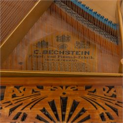 Edwardian C. Bechstein mahogany cased baby grand piano, serial no. 84403 circa 1907, retailed by 1066 Pianos Cambridge, raised on turned and faceted tapering supports terminating in brass castors, H100cm, L183cm
This item has been registered for sale under Section 10 of the APHA Ivory Act