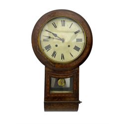 American-19th century 8-day Tunbridgeware ware clock, twin train movement striking the hou...