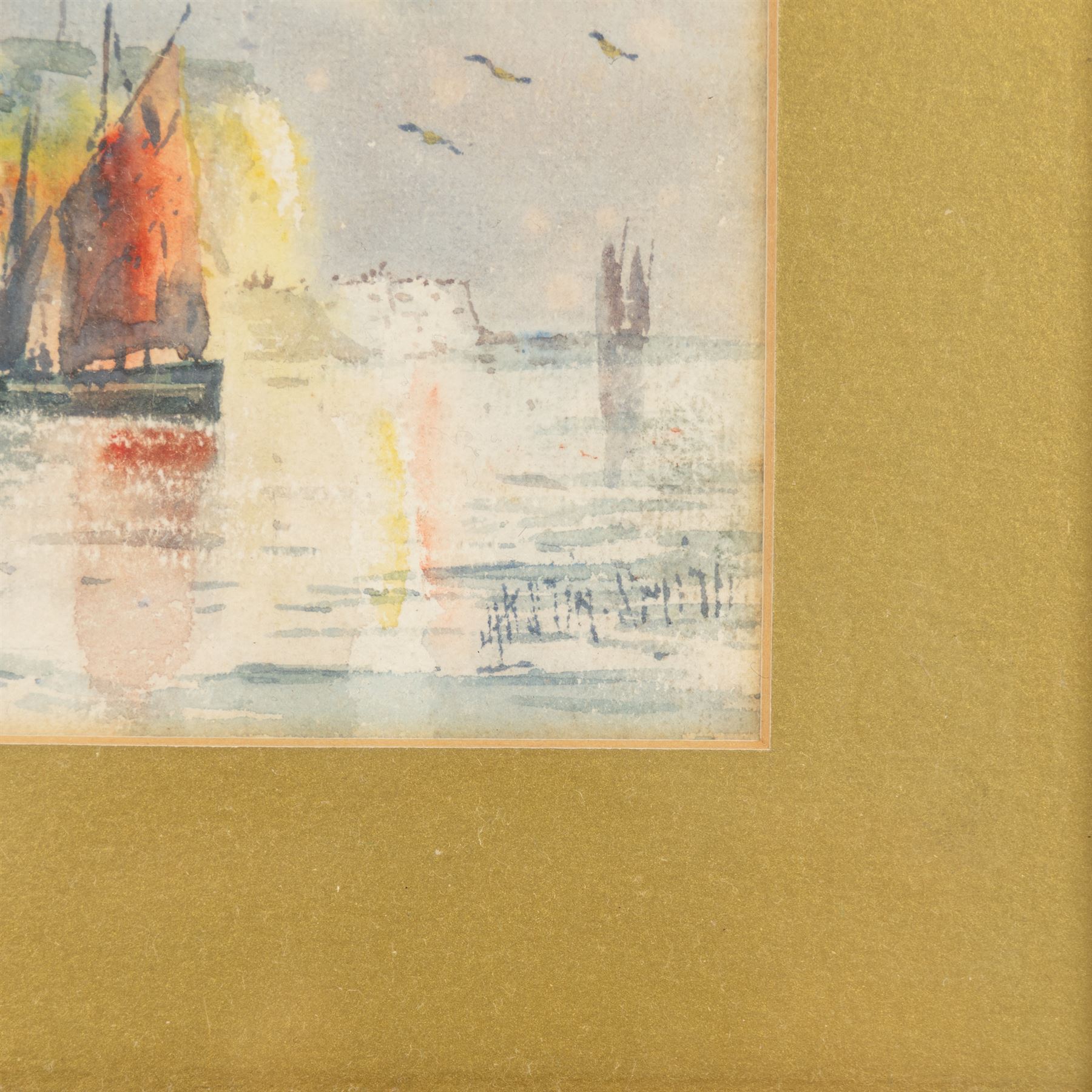Austin Smith (British fl.1913-1928): Sailboats off Scarborough, pair of watercolours signed; together with Alfred Durham (British 19th century): Coastal Views of Scarborough, set of three watercolours heightened with white signed and one dated 1907 max 18cm x 32cm (5)