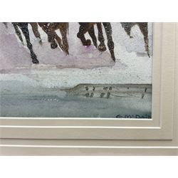 Edward McDaid (British 20th Century): 'Snowball's Chance', watercolour signed, titled verso 29cm x 38cm; Karl Avison (British 20th Century): A Chestnut Mare, watercolour signed and dated 1993, 37cm x 33cm (2)