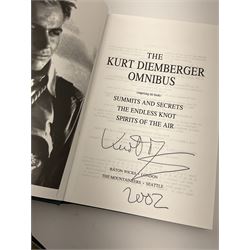 Mostly signed book relating to climbing or mountaineering including 'Hanging On' by Martin Boysen, 'One Day As A Tiger' by John Porter, 'Toughing It Out' by David Hempleman-Adams, 'The White Line' by Andy Cave etc (6)