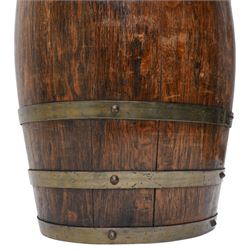 Coopered oak barrel six division stick stand H62cm