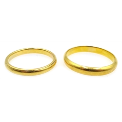 Two 22ct wedding rings both hallmarked