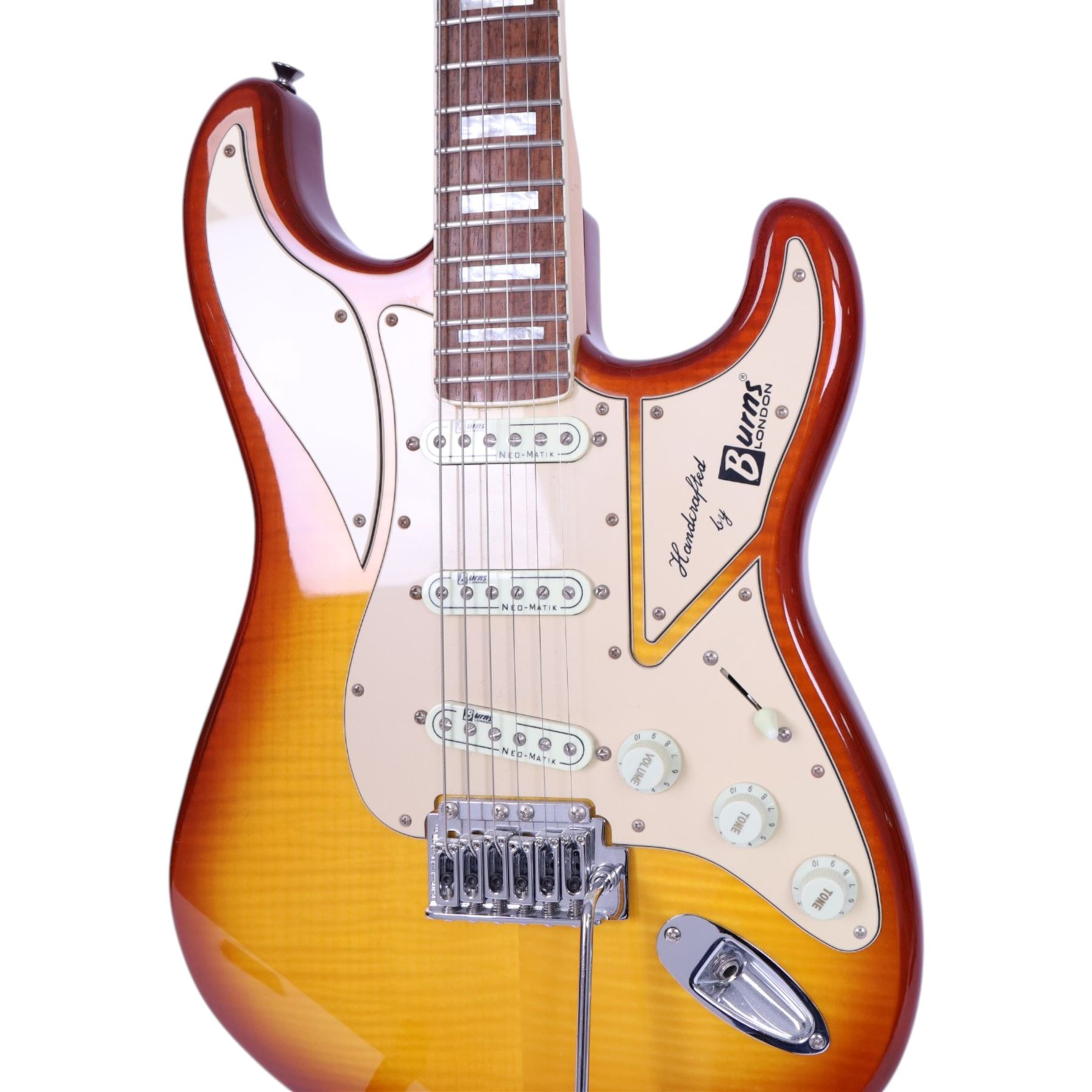Burns Club Series King Cobra electric guitar in amber burst finish, circa 2015 serial no. 15100493, guitar L101cm