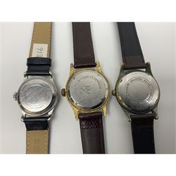 Seven manual wind wristwatches including Audax, Kered, Lanco, Rotary, MonVis, Precia and Mido Multifort, all with subsidiary seconds dials (7) 