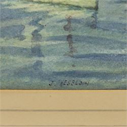 James Marshall Heseldin (British 1887-1969): Cornish Harbour, watercolour signed 21cm x 25cm