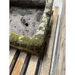 Large 19th century square weathered stone trough 