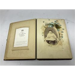 Victorian leather bound musical photo album, together with another victorian photo album, with photographs 