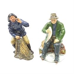 Two Royal Doulton figurines, A Good Catch HN1965, and Sea Harvest HN2357, each with green printed mark beneath. 