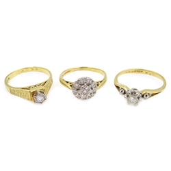  Three 18ct gold diamond rings all hallmarked  