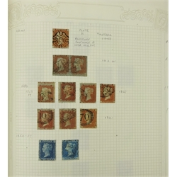  Collection of British stamps in 'The Grafton Stamp Album' including imperforate and perf penny reds, Queen Victoria stamps with some mint stamps seen, 1d black, 1/2d bantams and other British stamps to Queen Elizabeth II, high catalogue value  