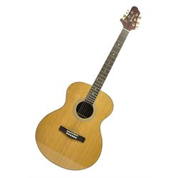 Woodstock model no.WHW41J203 acoustic guitar with mahogany back and sides and spruce top, serial no.2835 L102.5cm; in soft carrying case