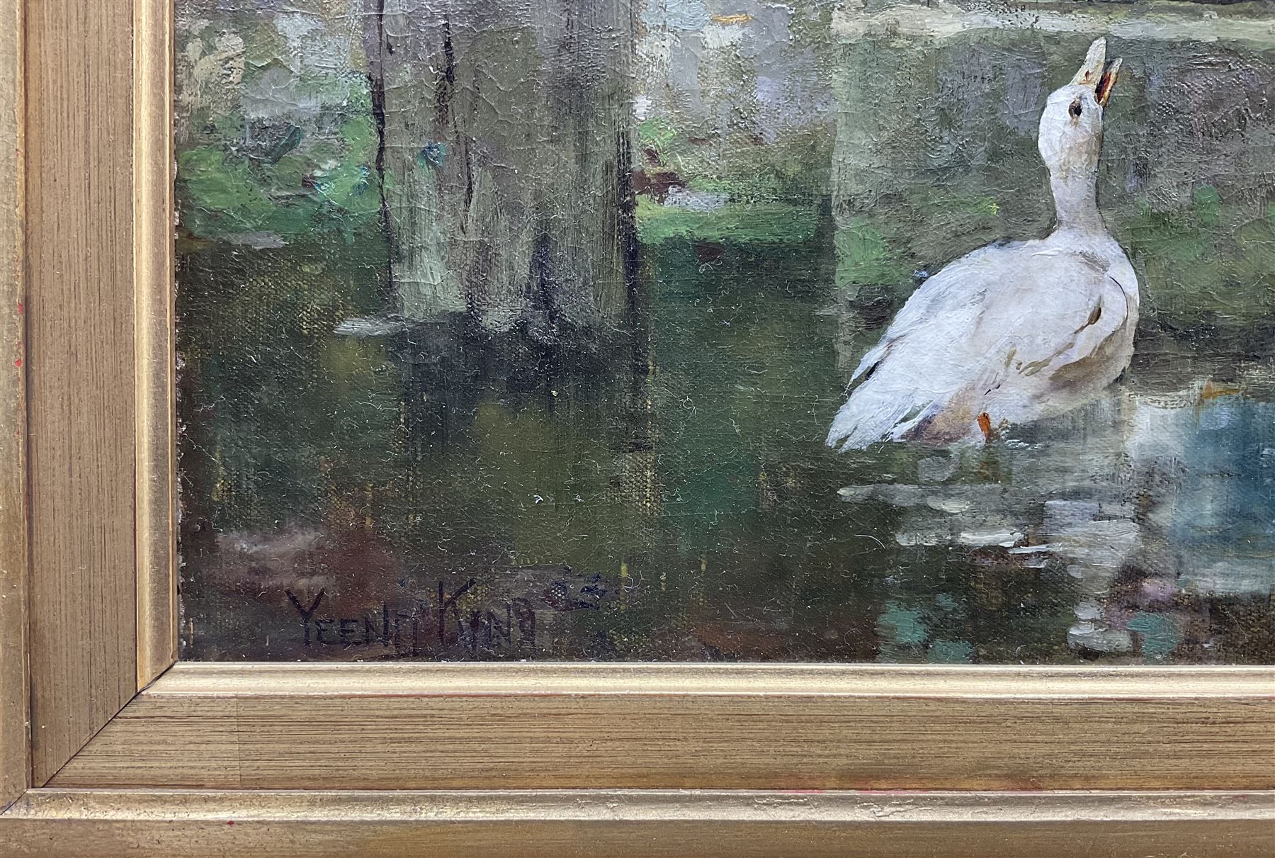 Henry John Yeend King (British 1855-1924): Young Lady Feeding Ducks, oil on canvas signed 60cm x 50cm 
Provenance: private collection, purchased James Alder Fine Art, Hexham