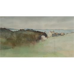 Gerald V Gadd (British 1928-2011): Coastal Houses, watercolour signed 27cm x 48cm (mounted)