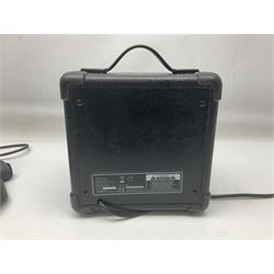 Aria Les Paul style electric guitar, no.037704CH L102cm; with amplifier, soft carrying case and stand; together with various guitar songbooks etc