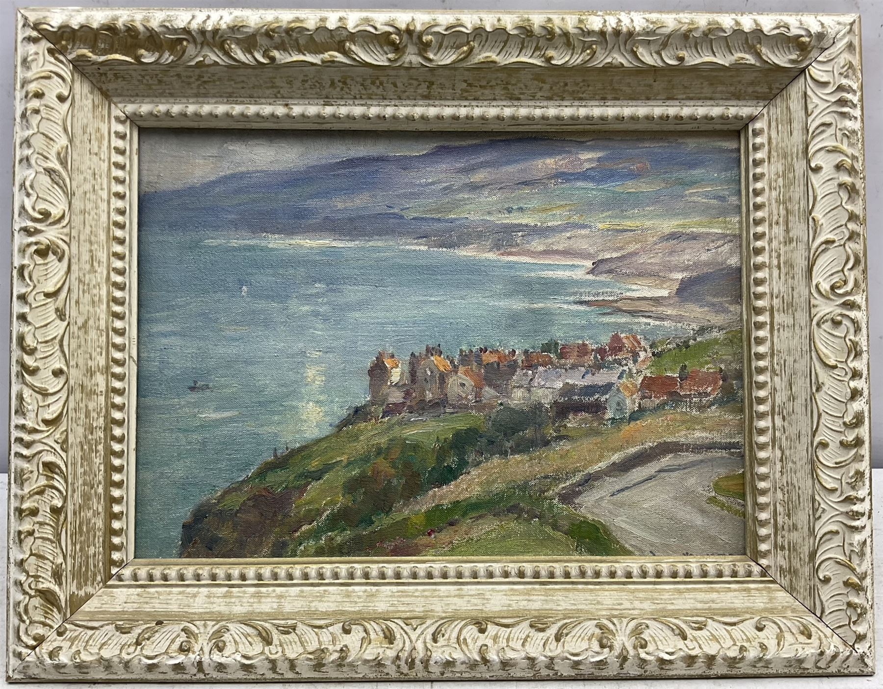 Owen Bowen (Staithes Group 1873-1967): 'Robin Hood's Bay - Yorkshire Coast', oil on board signed, titled verso 24cm x 34cm