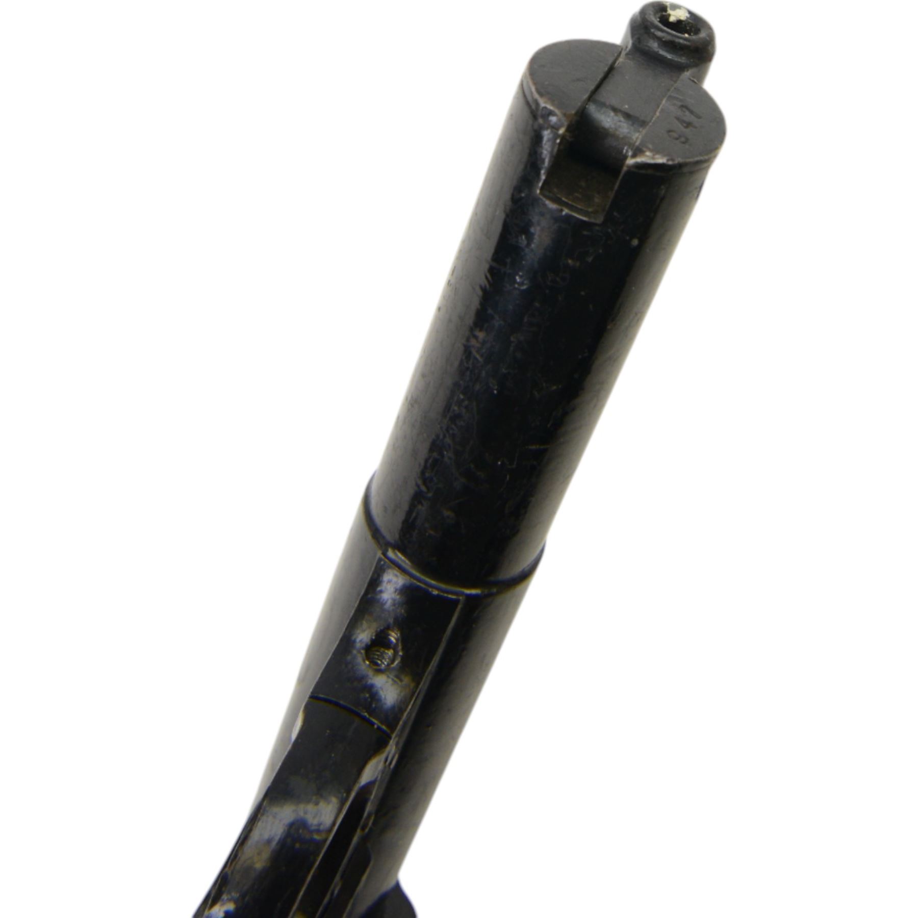 Webley Premier .22 air pistol, batch 947, Series E with 5 pin trigger block, the air chamber marked Webley & Scott Ltd, Webley Premier, Made in England, with checkered grip, H14cm, L19cm
