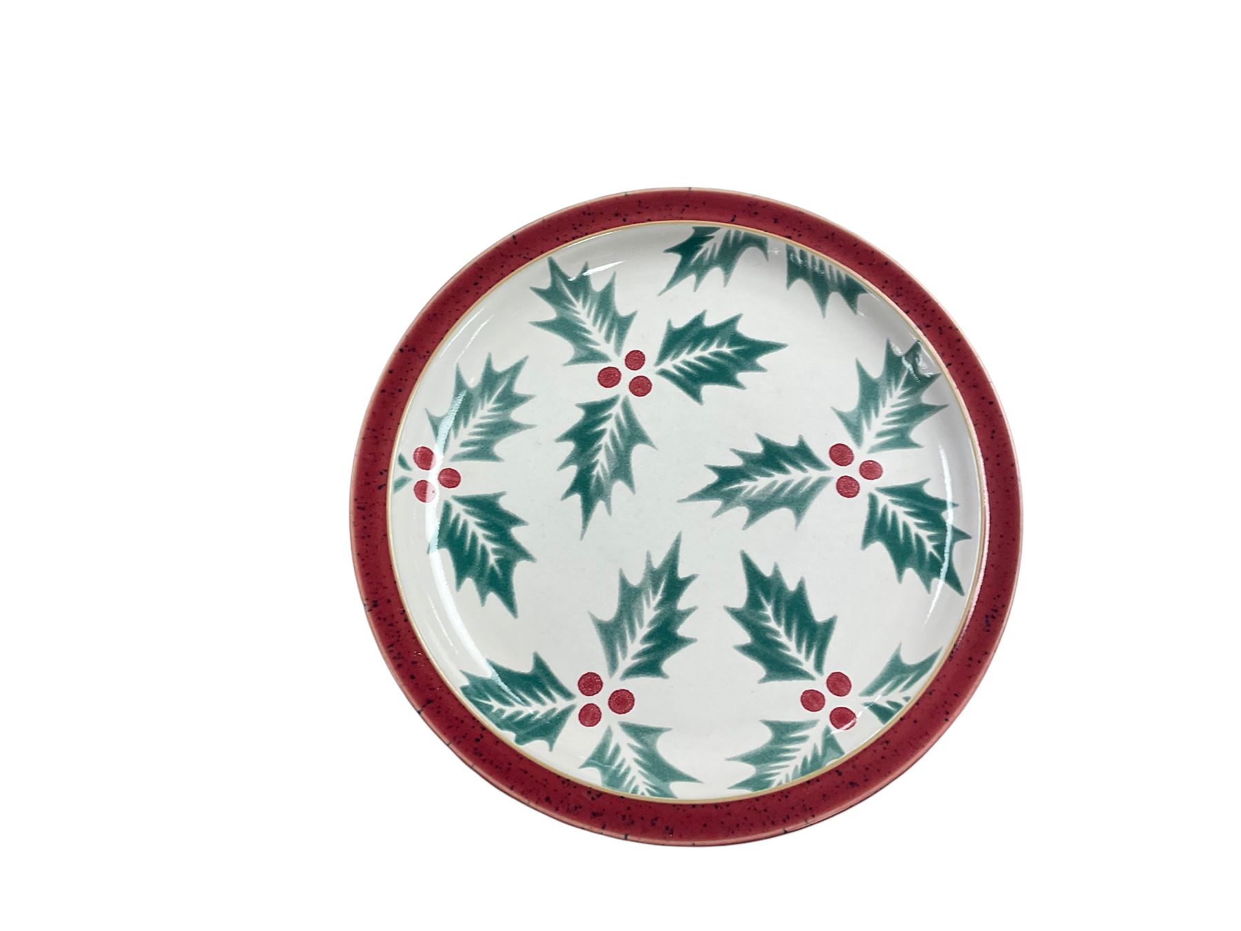 Denby Holly pattern Christmas ceramics, comprising four dinner plates, four side plates, and four bowls 