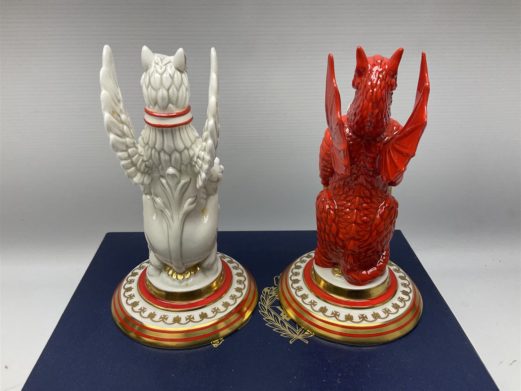 Pair of Minton Royal Wedding heraldic beasts for Mulberry Hall, 105/250 limited edition with box, H16cm