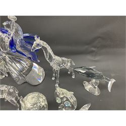 Swarovski Crystal animals, to include sheep, pigs, antelope, cockeral and hen, chicks, Pegasus, owls, giraffe, etc, together with Swarovski Crystal dancer, Isadora