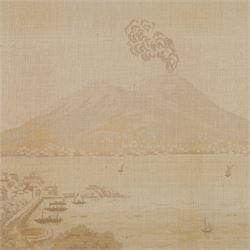 Pair of  machine woven tapestries, of Venezia and Napoli, framed H55cm, L149cm   