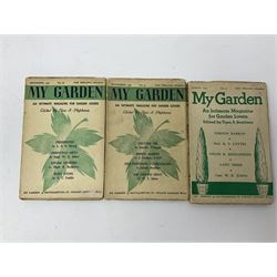 Capt. W.E Johns; Kings of Space, Biggles Follows on, Biggles Learns to Fly, Comrades in Arms, together with thee copies of My Garden an Intimate Magazine for Garden Lovers