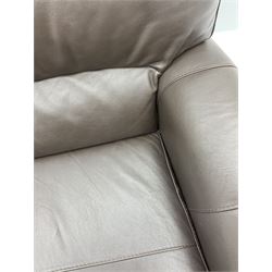 Three seat sofa and matching two seater upholstered in brown leather (L160cm & L220cm)