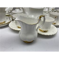 Royal Albert Val D'or pattern tea service for six, comprising teapot, milk jug, sucrier, six teacups and saucers, tea plates, side plates, dessert plates, etc (33)