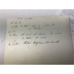 144 Squadron RAF - album containing over one hundred photographs and postcards of varying sizes including group shots, aircraft on the ground and in the air, German aircraft, crashes etc; sizes from 3.5 x 6cm to 16 x 21cm; and quantity of modern reference material
