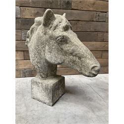 Cast stone horse head figure