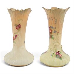 Royal Worcester blush ivory, including pot pourri with pierced cover, scent bottle, pair of bud vases and pair of open pot pourri, vases H12cm