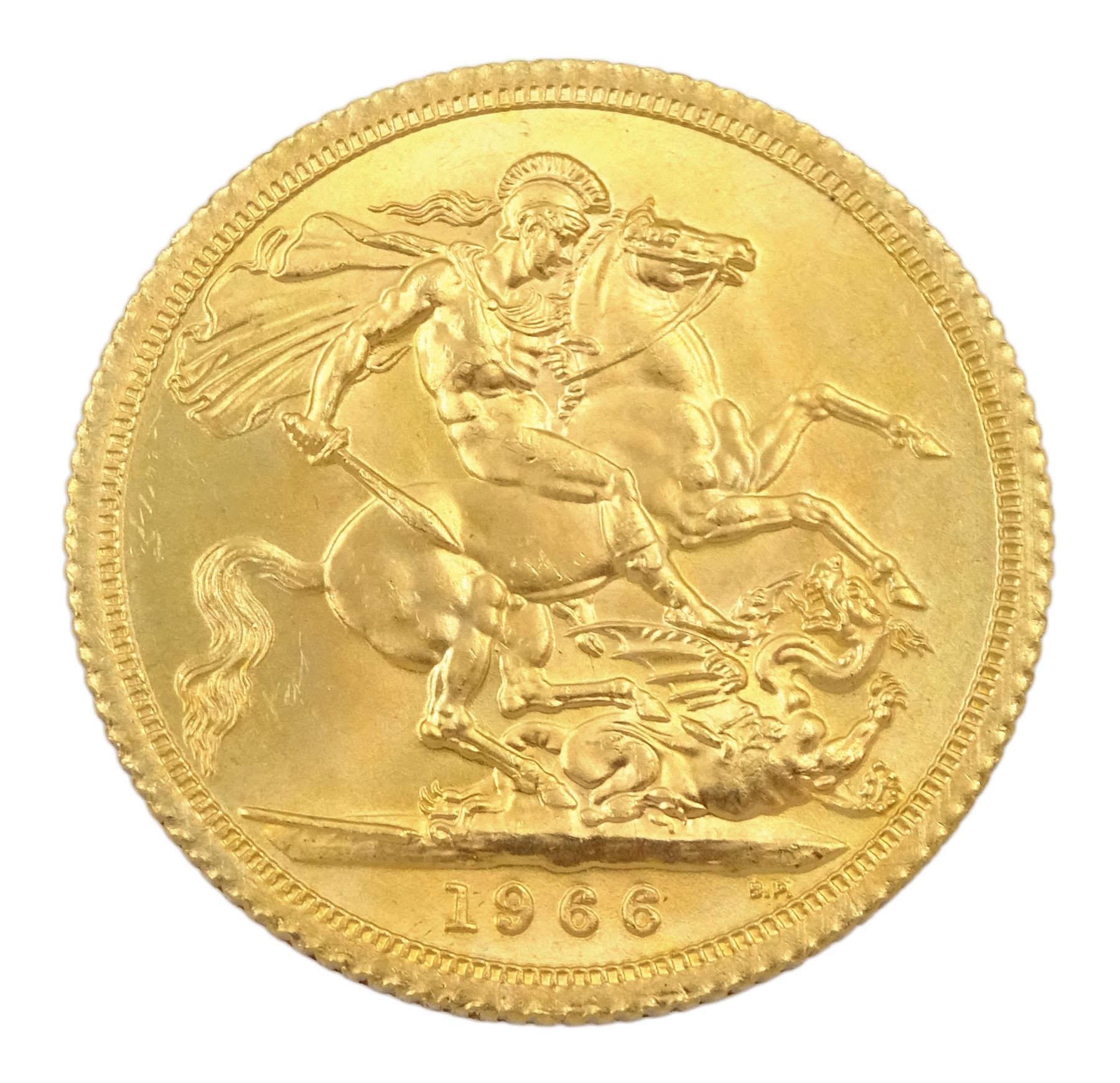 Queen Elizabeth II 1966 gold full sovereign coin 