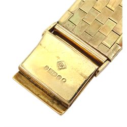 Rone 9ct gold ladies manual wind wristwatch, on integrated 9ct gold bracelet, London 1973