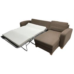 Lydia Deluxe - right-hand corner sofa bed, upholstered in mocha fabric