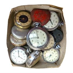 Collection of pocket watches, including Smiths Empire, Oris and Ingersoll examples, and other pocket watch parts/oddments
