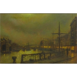  After John Atkinson Grimshaw (British 1836-1893): Whitby by Moonlight, on canvas 50cm x 75cm  