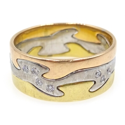  Georg Jensen tri-colour 18ct gold diamond set fusion ring hallmarked  