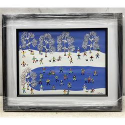 Gordon Barker (British 1960-): 'Out in the Snow', acrylic on paper signed, titled verso 28.5cm x 38cm