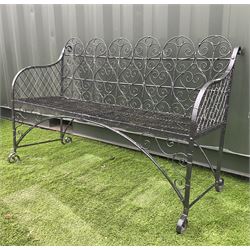 Black, painted wirework garden bench - THIS LOT IS TO BE COLLECTED BY APPOINTMENT FROM DUGGLEBY STORAGE, GREAT HILL, EASTFIELD, SCARBOROUGH, YO11 3TX