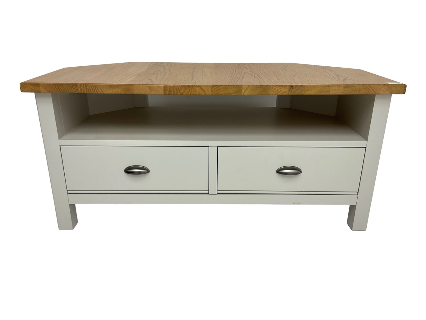 Marks & Spencer grey finish corner television stand with oak finish