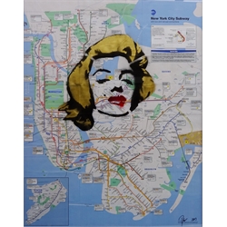  Death NYC: Marilyn New York City Subway Map, lithograph and screenprint signed and dated 2013 in pen, with blind stamp and certificate of authenticity verso 73cm x 57cm    