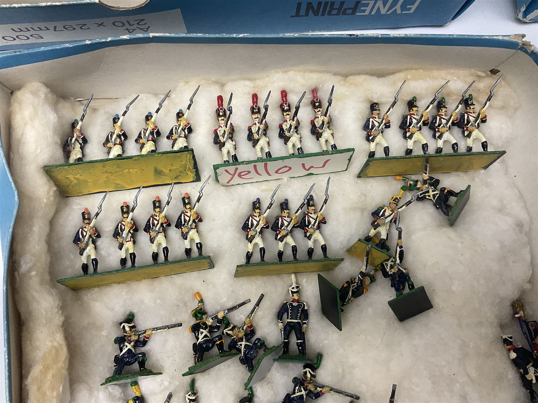 Painted metal wargame figures - over two hundred Lancers, Chasseurs, Dragoons, Cuirassiers, Carabiners, Imperial Guard, Bavarians, Line and Light Infantry etc; individual figures and ranks of two, three and four; average size 25mm