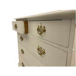 Late 19th century cream painted chest, fitted with two short and three long drawers