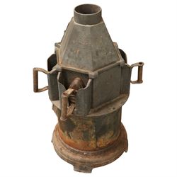 C Portways & Son (Halstead, Essex) - 19th century Slow But Sure Patent cast iron tortoise stove with five iron holders and irons