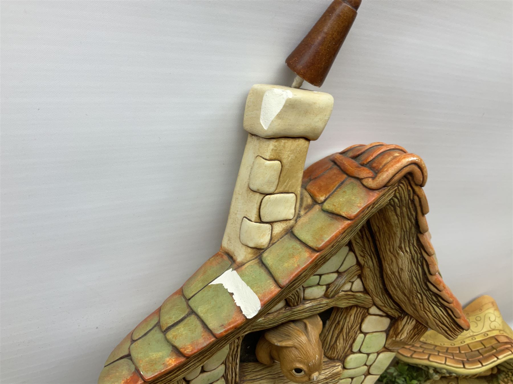 Extensive collection of Pendelfin rabbits and stands, to include Betsy Barge, Fruit Shop, Uncle Soames, Event Piece etc, many with original boxes 