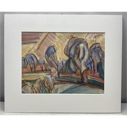 Elsie Marian Henderson (British 1880-1967): Landscape Study, mixed media unsigned 23cm x 30cm (unframed)