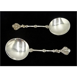  Pair of Edwardian silver strawberry spoons, with female figures in the stem, by William Hutton & Sons Ltd, London 1902, approx 3.2oz    