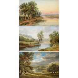 Edwin Buttery (British 1839-1908): Landscapes with Figures along the River Bank, set of th...